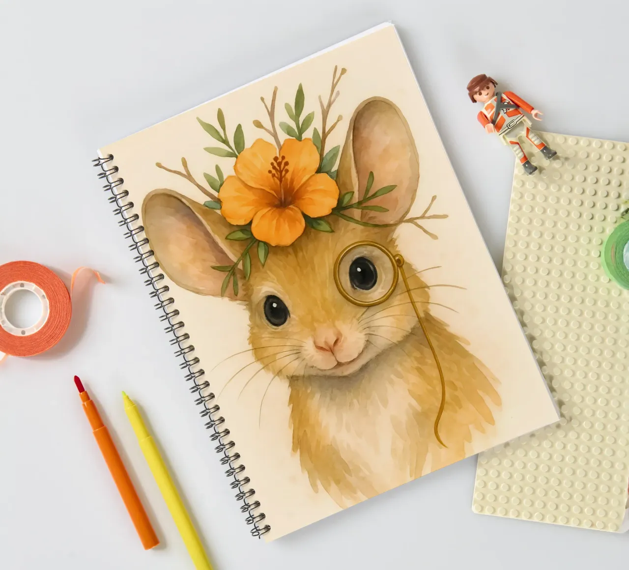 Whiskered Wisdom: The Floral Mouse spiral notebook by Graceful Desine