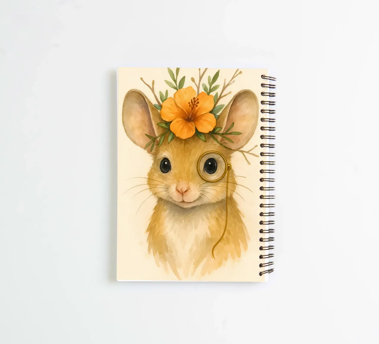 Whiskered Wisdom: The Floral Mouse spiral notebook by Graceful Desine