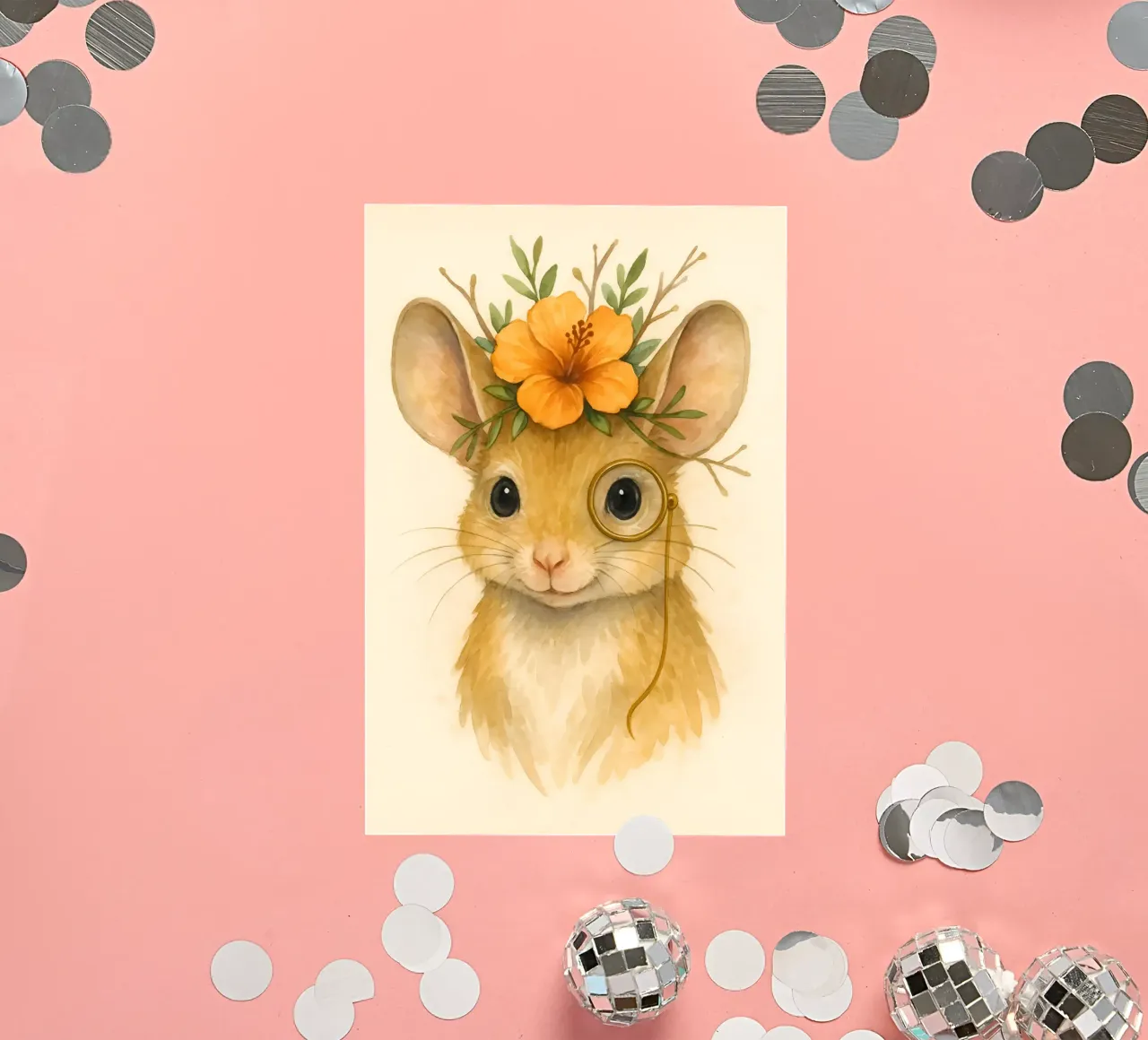 Whiskered Wisdom: The Floral Mouse sticker by Graceful Desine