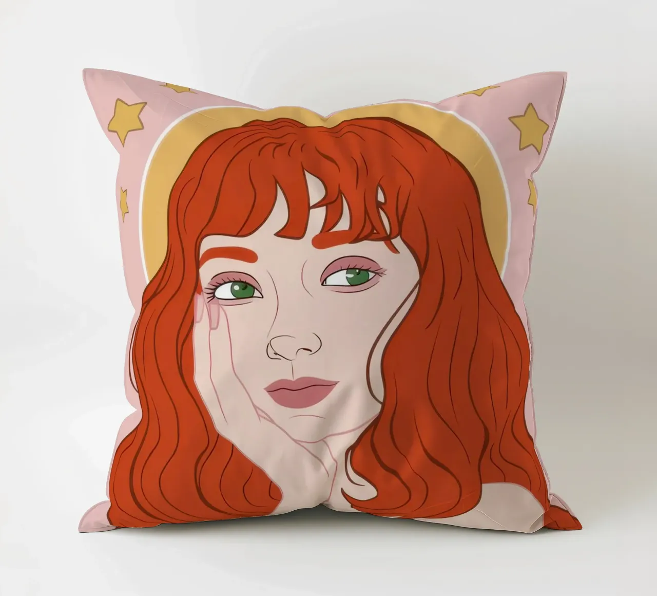 Fanciulla dall'alone celeste cuscino da Solar Paint