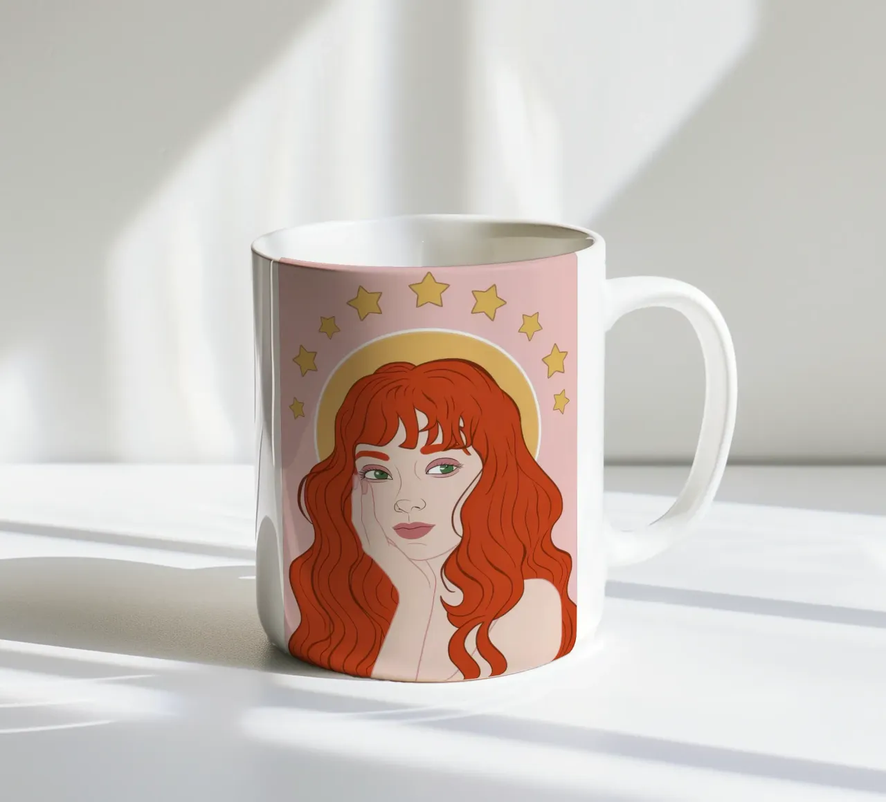 Fanciulla dall'alone celeste tazza in ceramica da Solar Paint