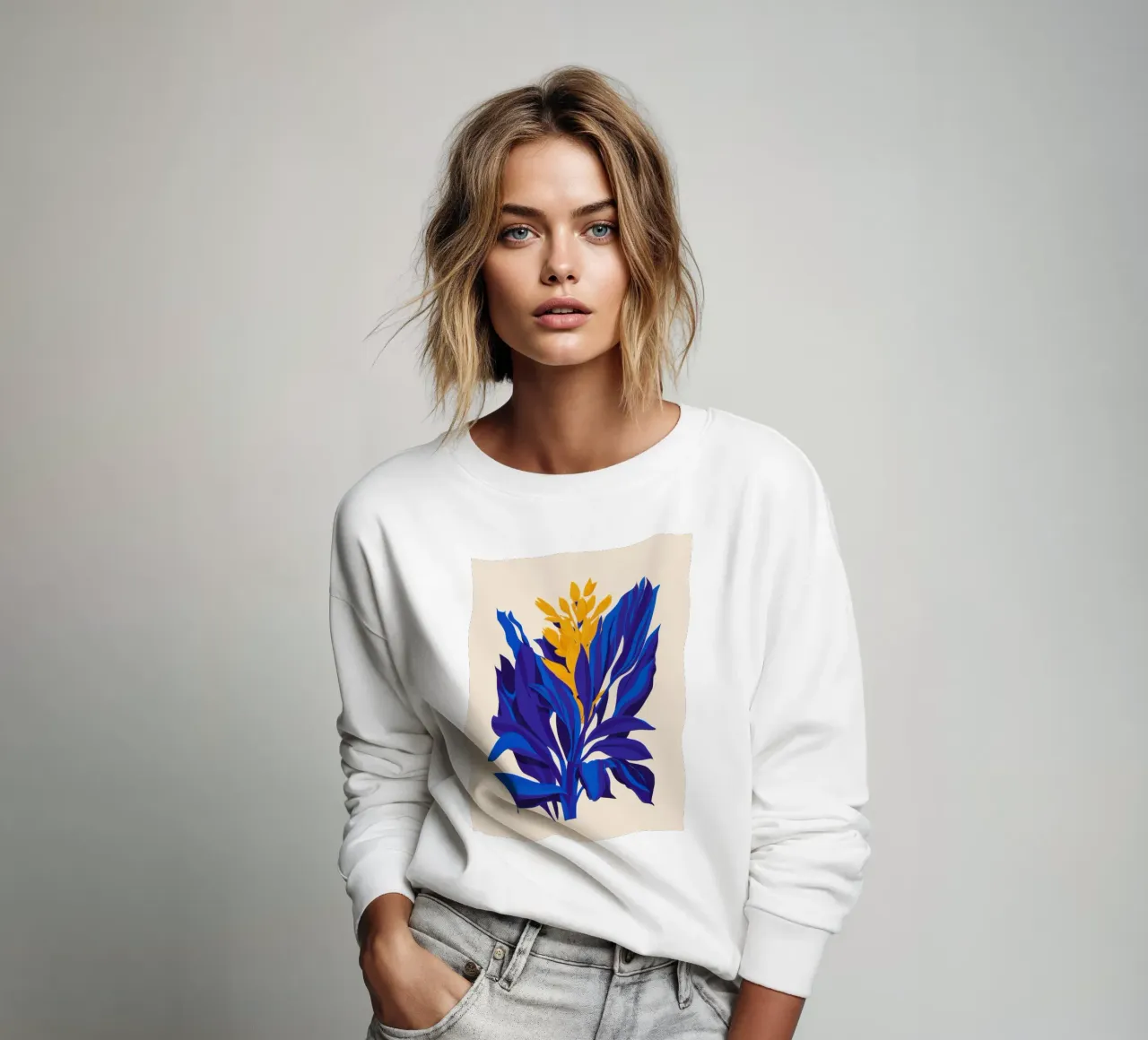 Kobalt Botanischer Traum Sweatshirt von Line Fable
