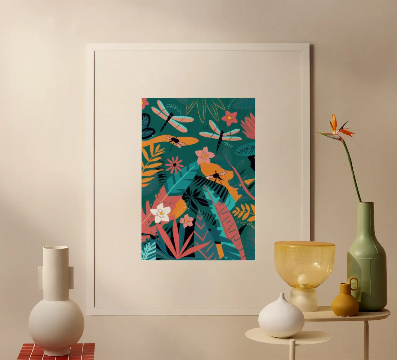 Serenata notturna nella giungla poster con telaio in plastica da Solar Paint