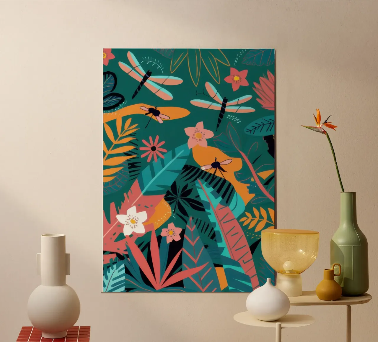 Serenata notturna nella giungla poster con telaio in plastica da Solar Paint