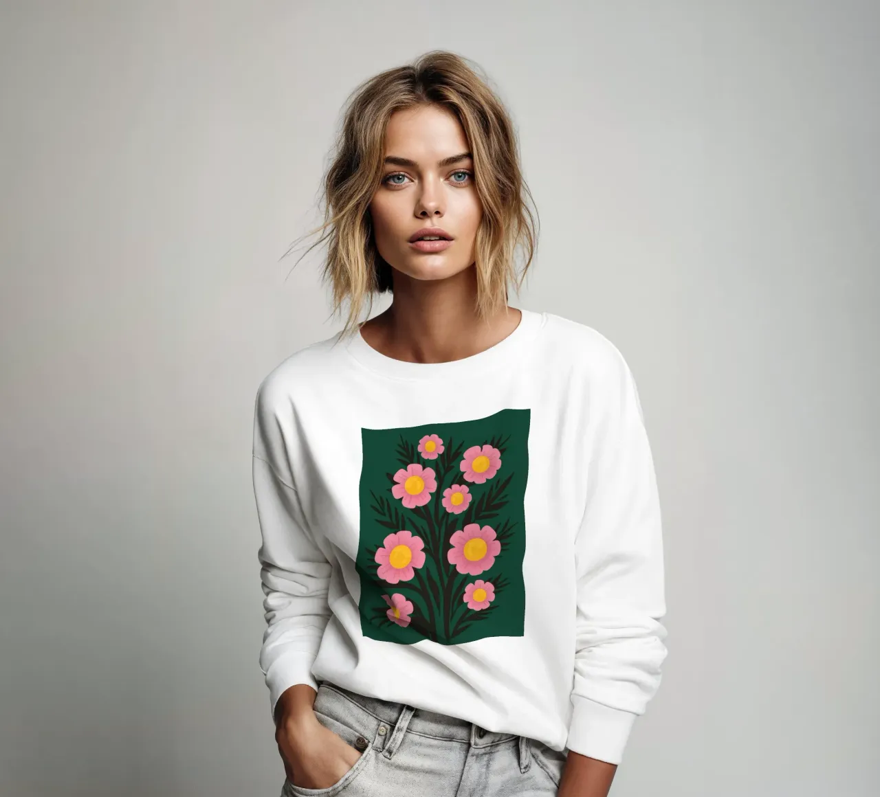 Smaragdgarten blüht Sweatshirt von Line Fable