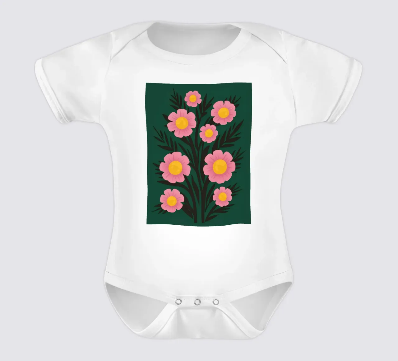 Smaragdgarten blüht Kurzarm Babybody von Line Fable