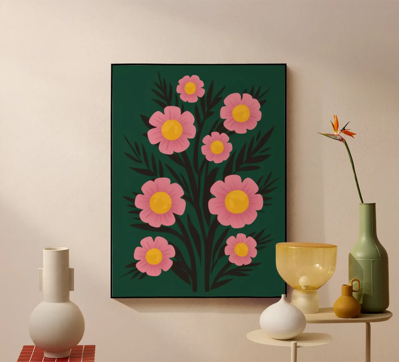 Smaragdgarten blüht Acryl-Glas von Line Fable