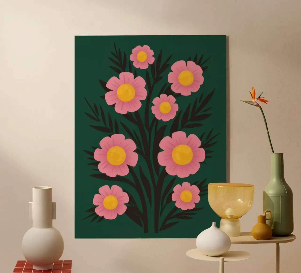 Smaragdgarten blüht Acryl-Glas von Line Fable