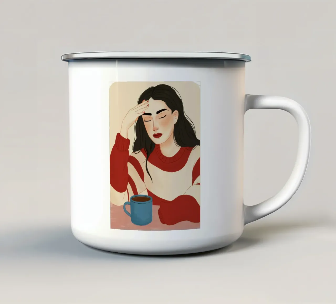 Contemplazione sul caffè stanco tazza in smalto da Solar Paint