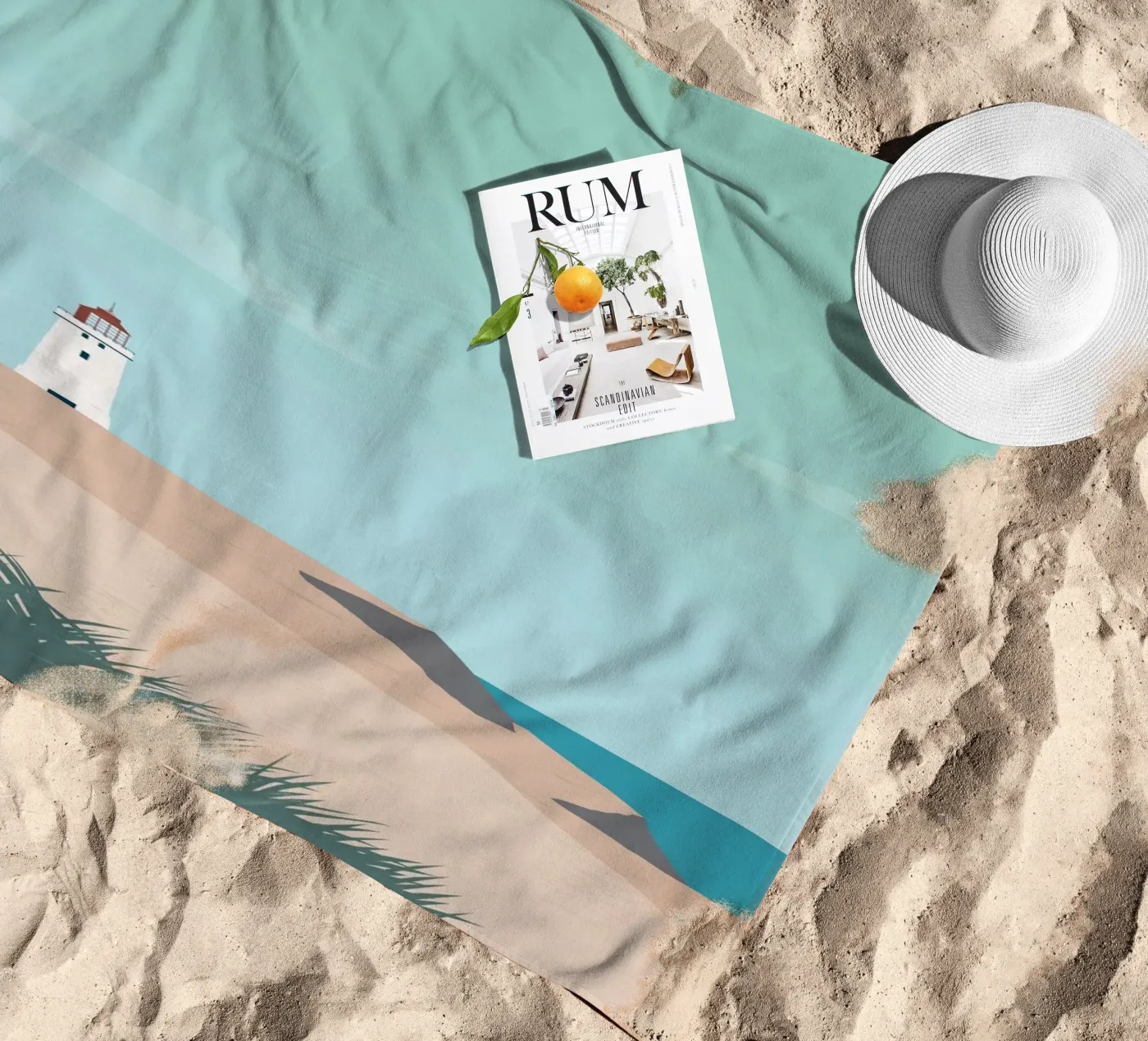 Lighthouse beach towel by Katinka Reinke
