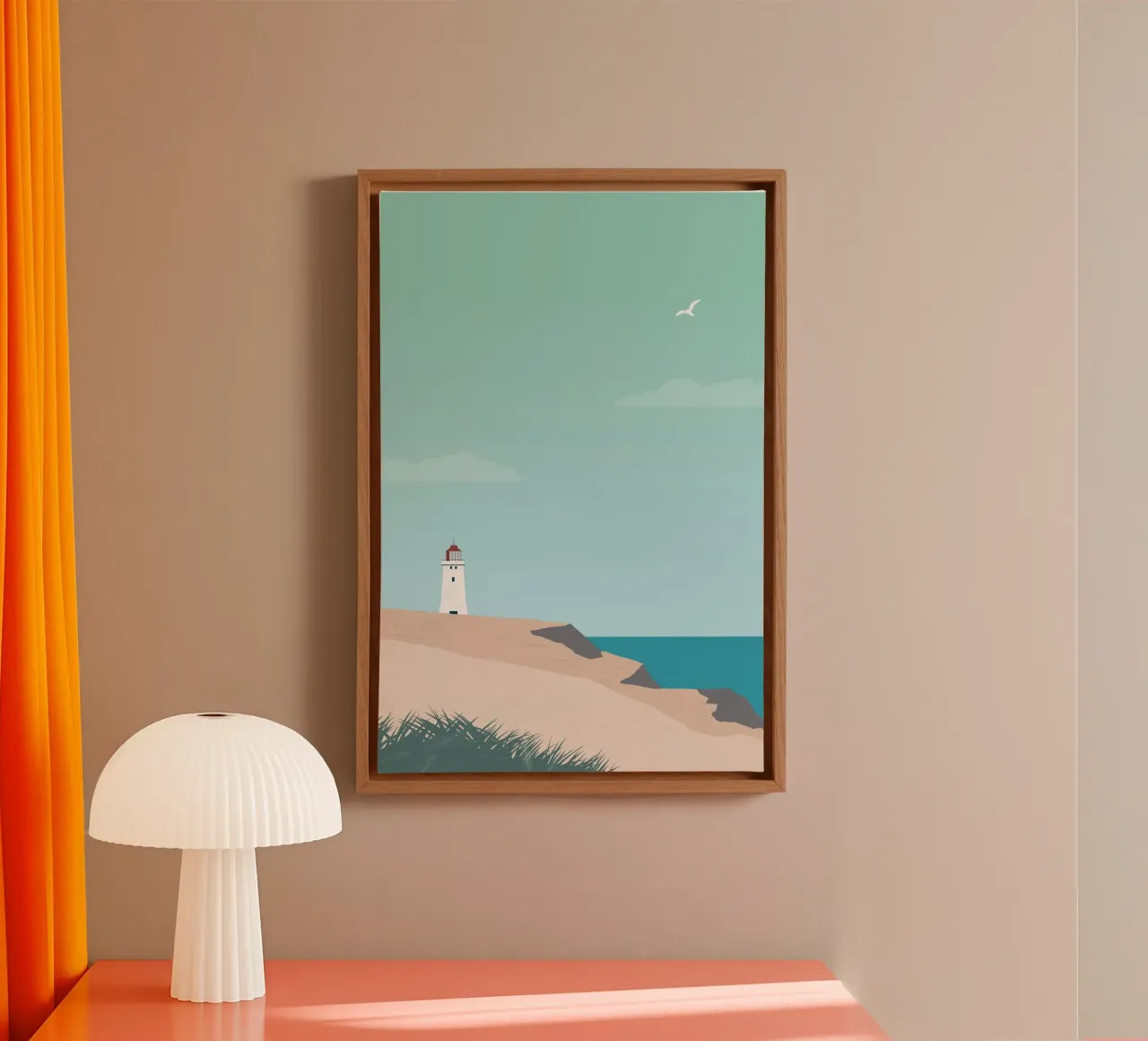 Lighthouse canvas with Floater frame by Katinka Reinke