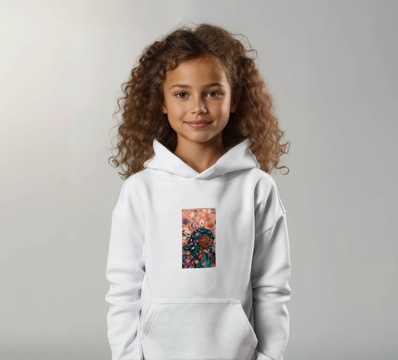 Floral Crowned Beauty kids hoodie by Bring Haven