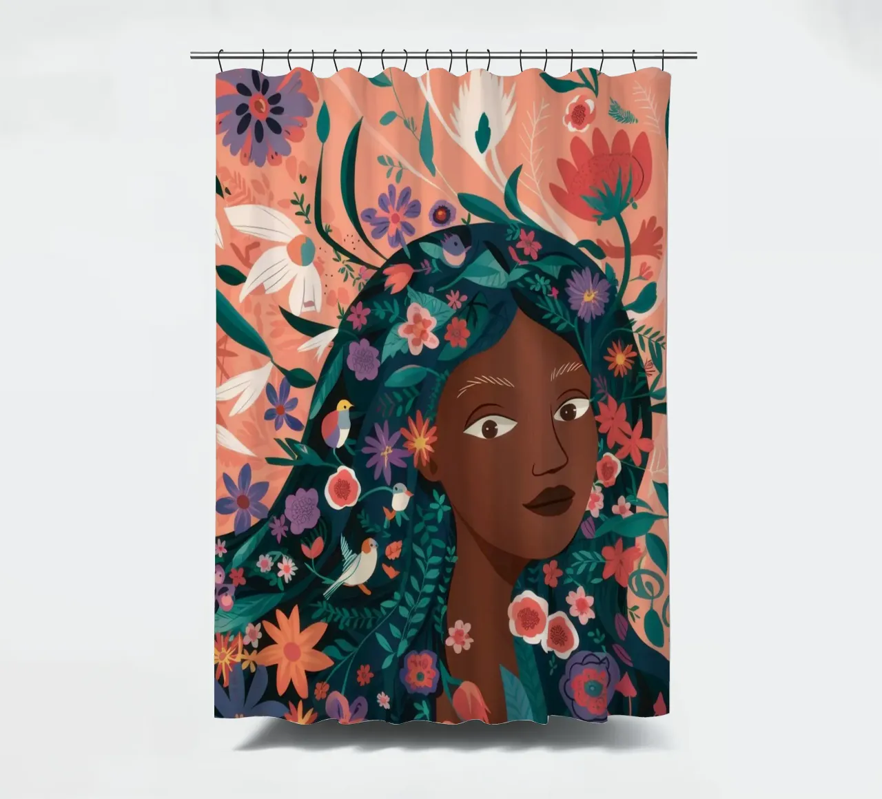 Floral Crowned Beauty shower curtain by Bring Haven