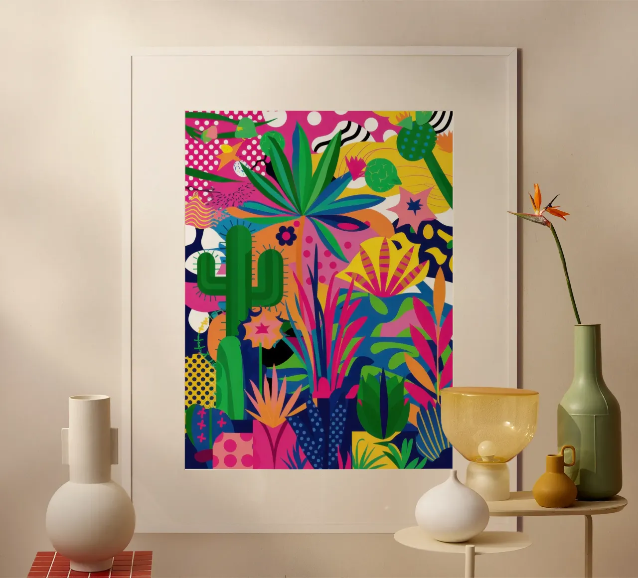 Neon Jungle Fiesta poster con telaio in plastica da Solar Paint