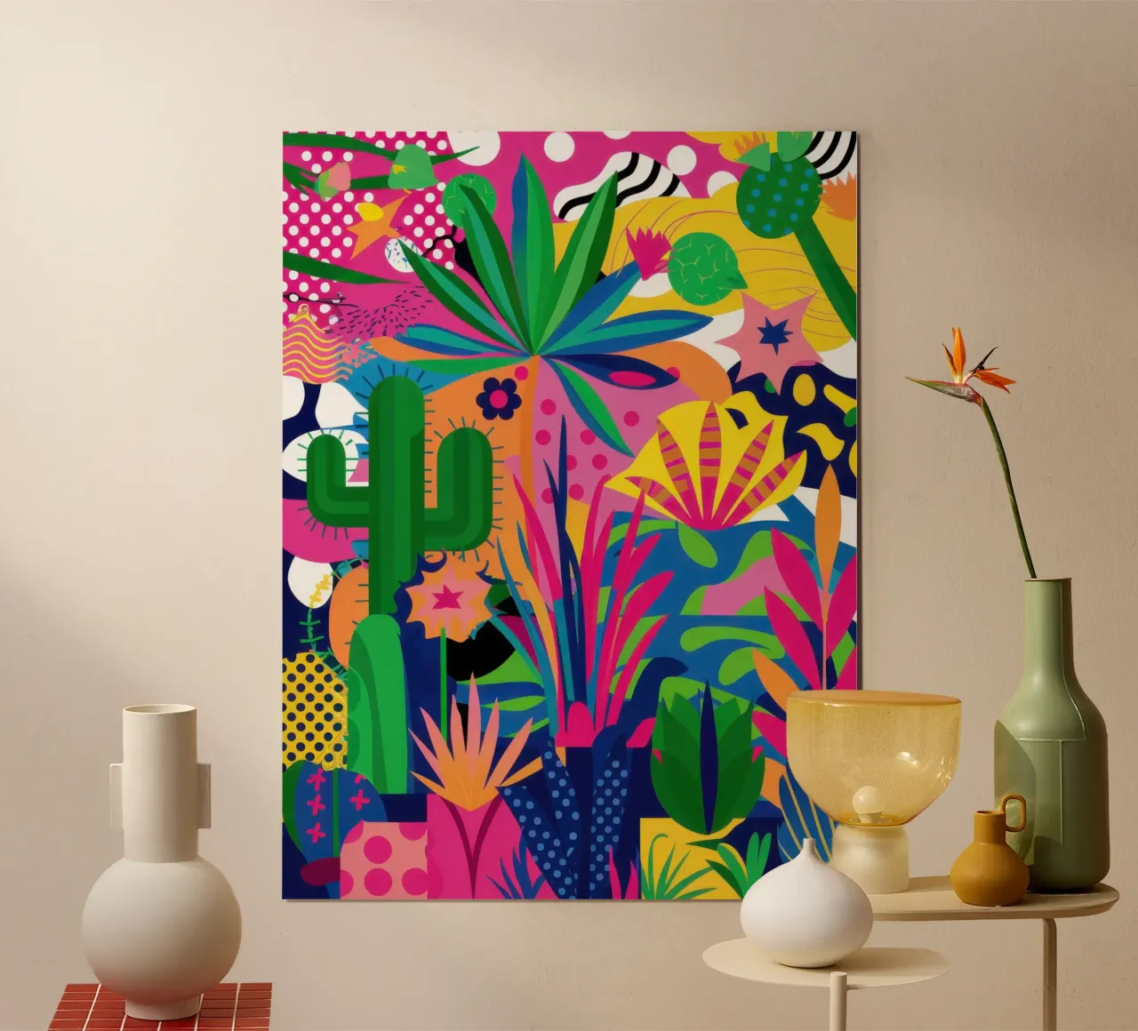 Neon Jungle Fiesta poster con telaio in plastica da Solar Paint