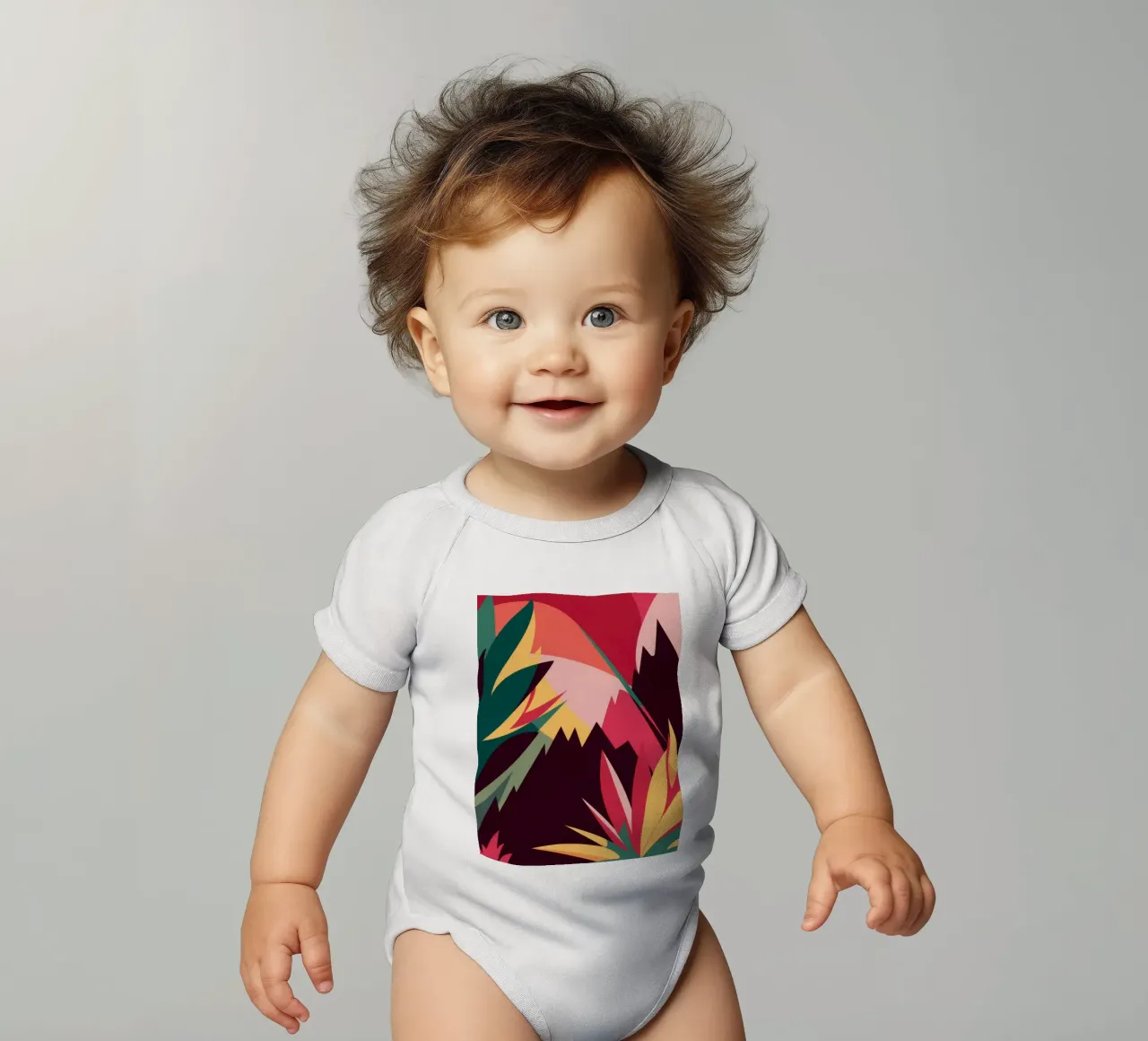 Abstract Alpine Flora short-sleeve baby romper by Bring Haven