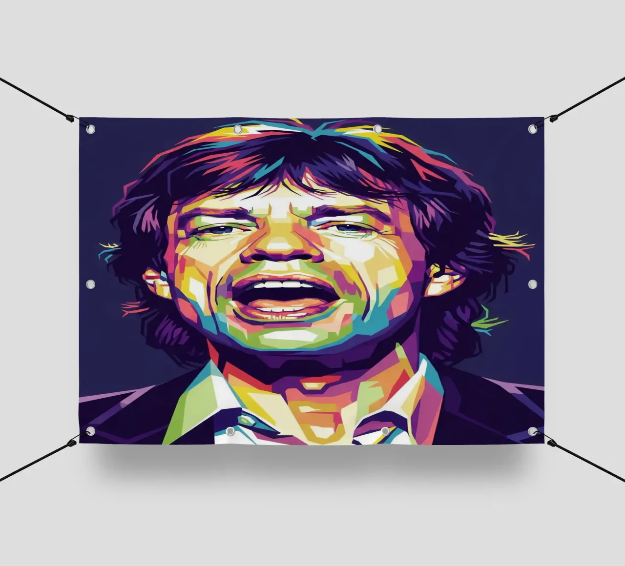 Mick Jagger with the iconic style telo in pvc da Hantamrata