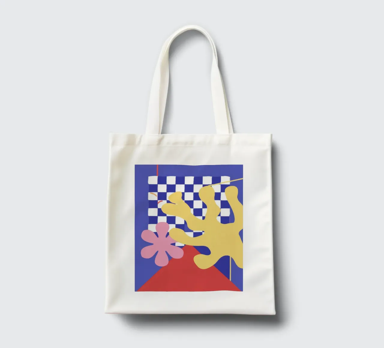 Playful Checkerboard Bloom tote bag by Bring Haven