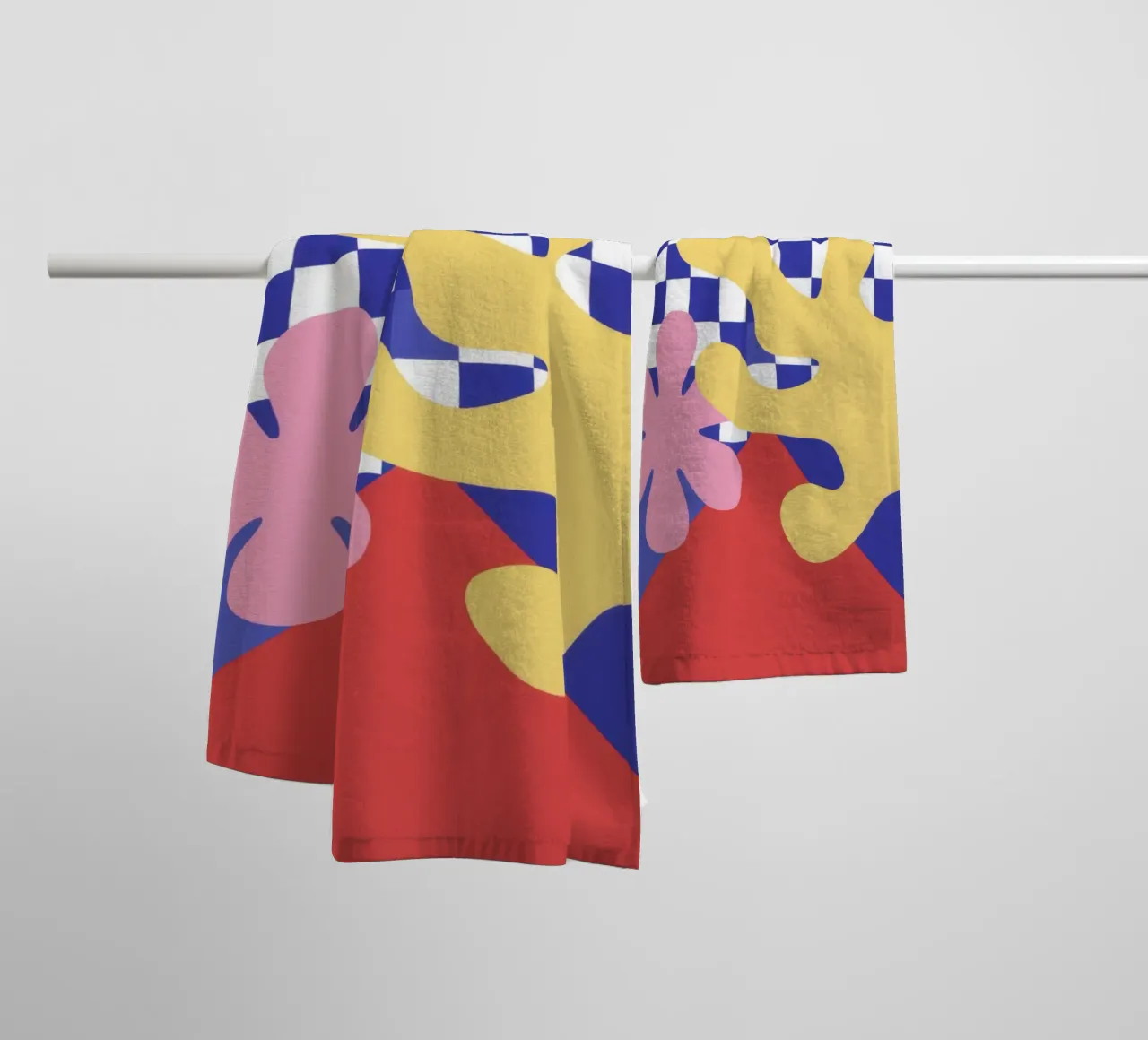 Speelse dambordbloei badhanddoek van Bring Haven