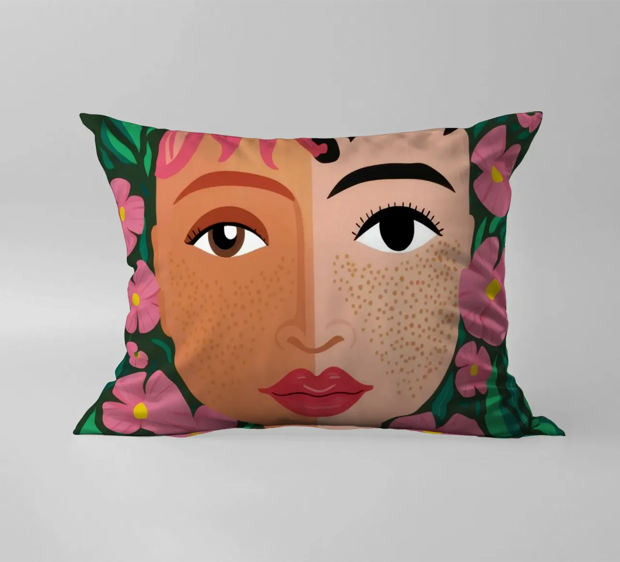 Fanciulla incoronata di fiori cuscino da Line Fable