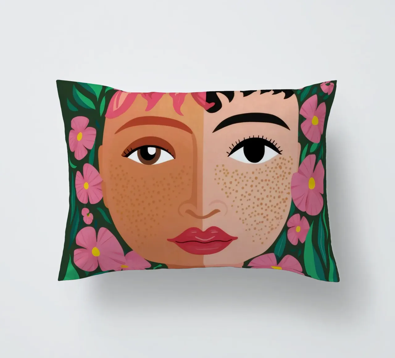 Fanciulla incoronata di fiori cuscino da Line Fable