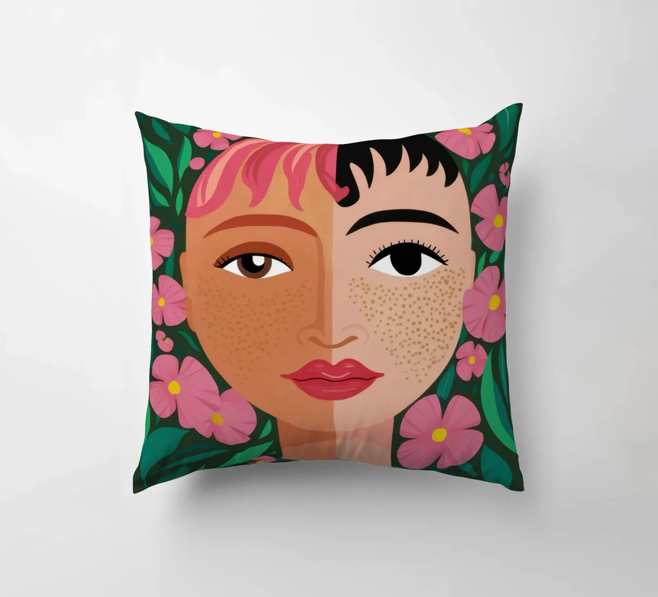 Fanciulla incoronata di fiori cuscino da Line Fable