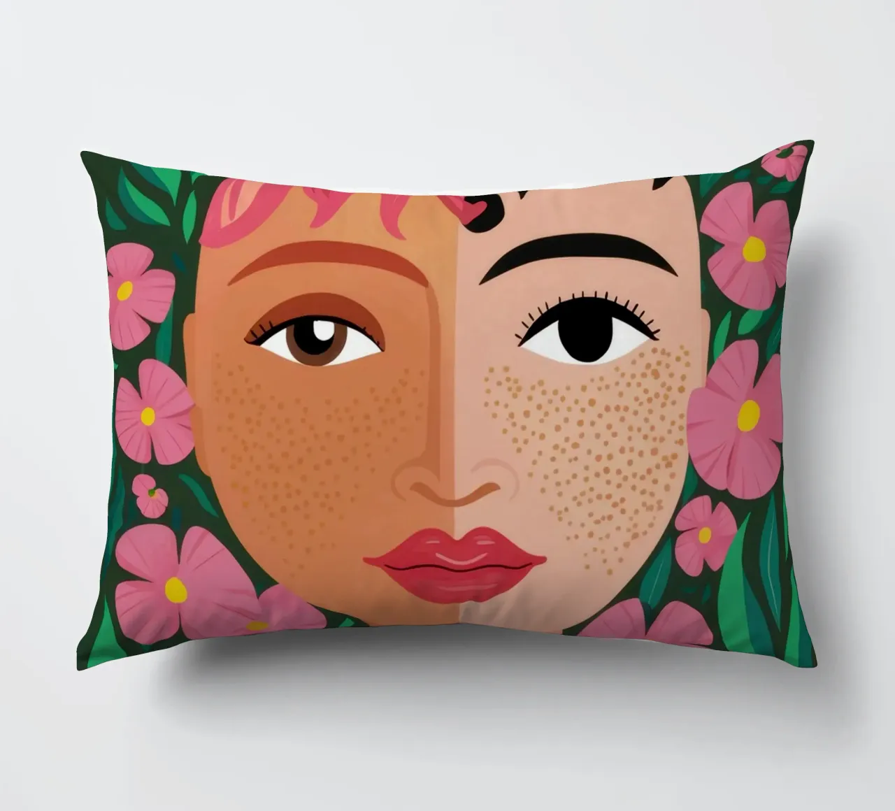Fanciulla incoronata di fiori cuscino da Line Fable