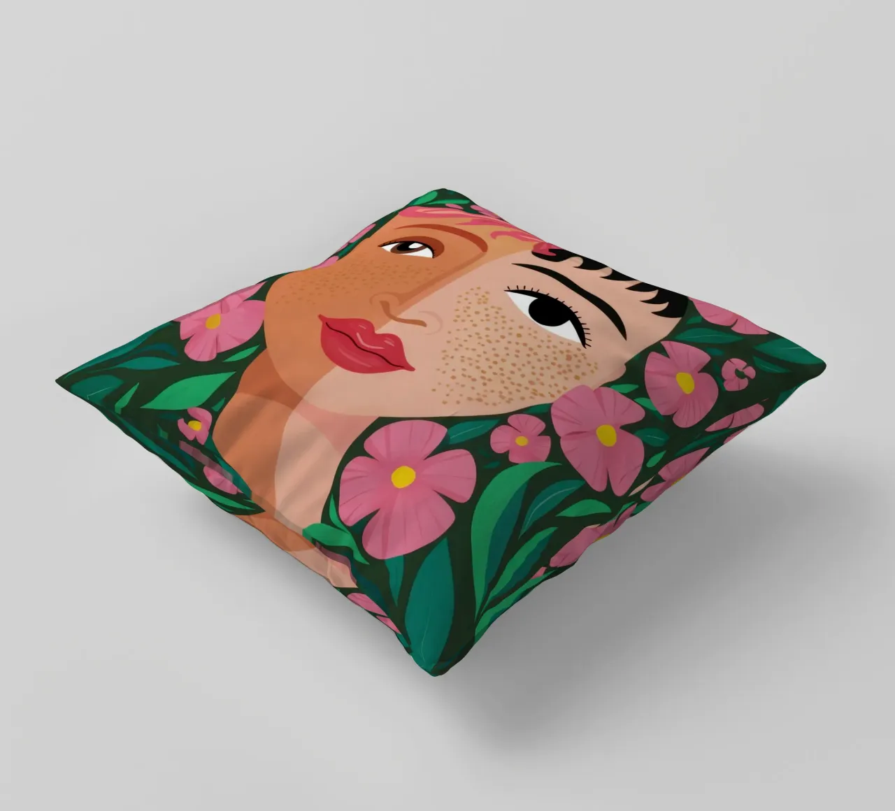 Fanciulla incoronata di fiori cuscino da Line Fable