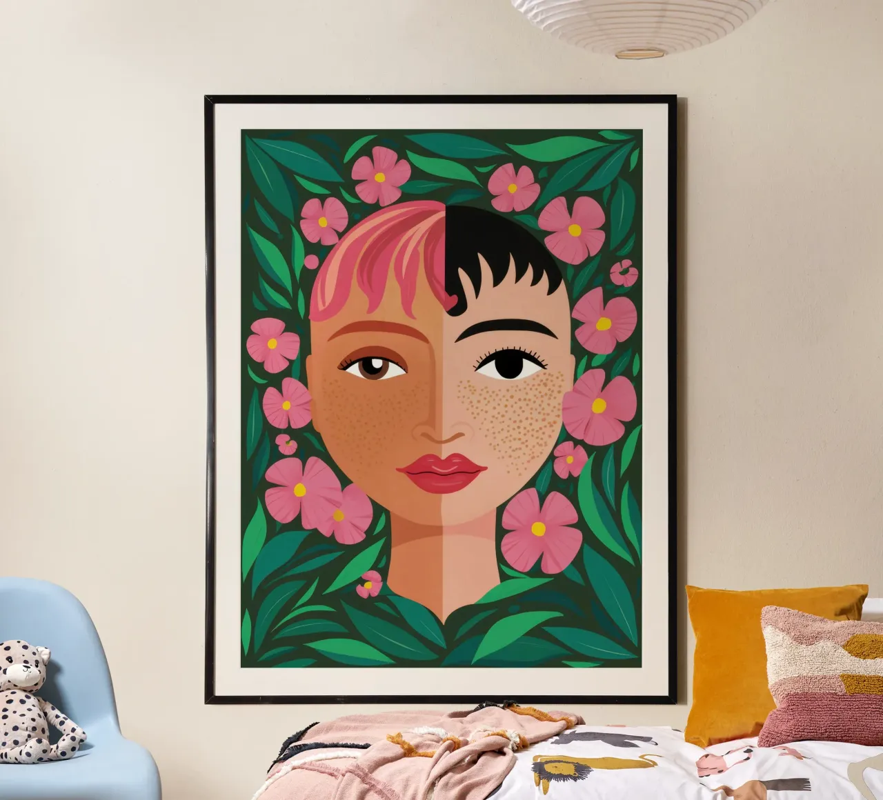 Fanciulla incoronata di fiori poster da Line Fable