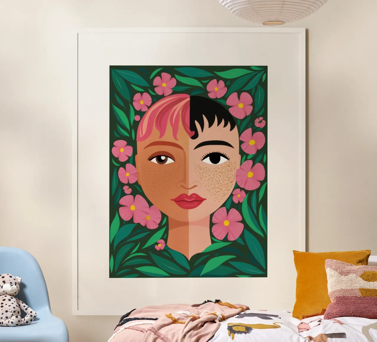 Fanciulla incoronata di fiori poster da Line Fable