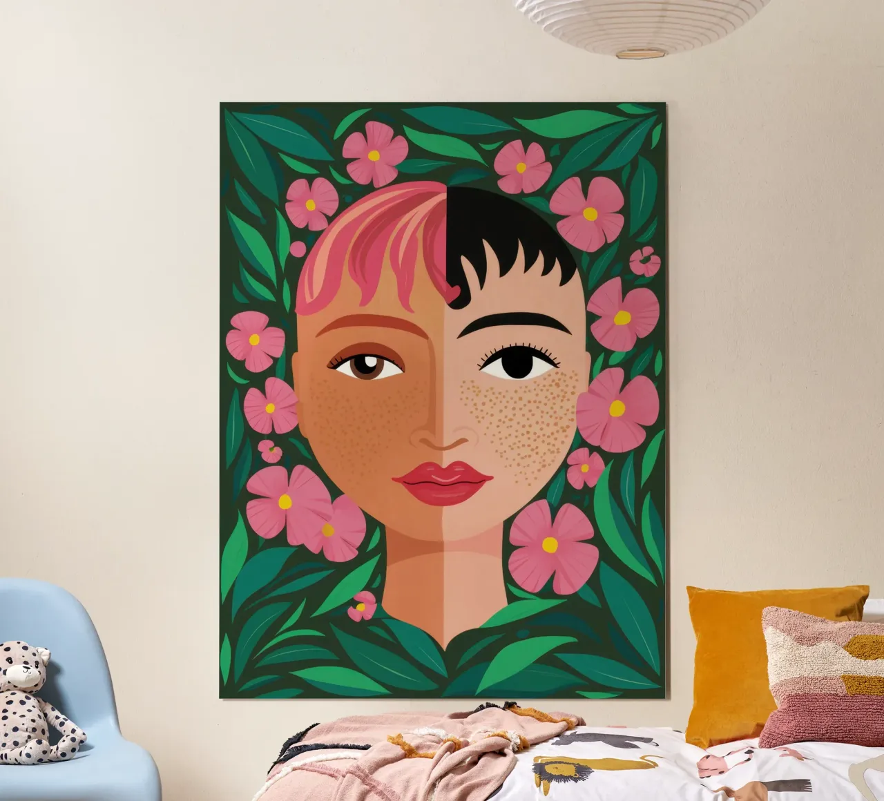 Fanciulla incoronata di fiori poster da Line Fable