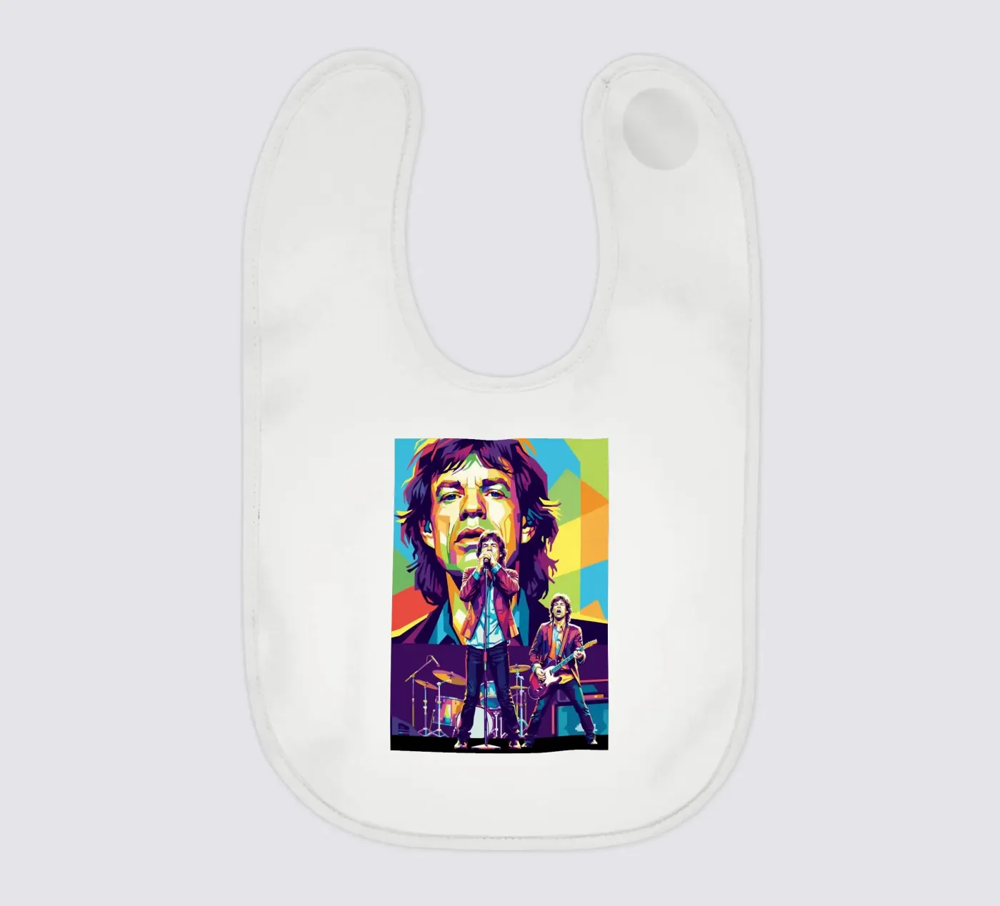 Mick Jagger performance (2) baby bib by Hantamrata