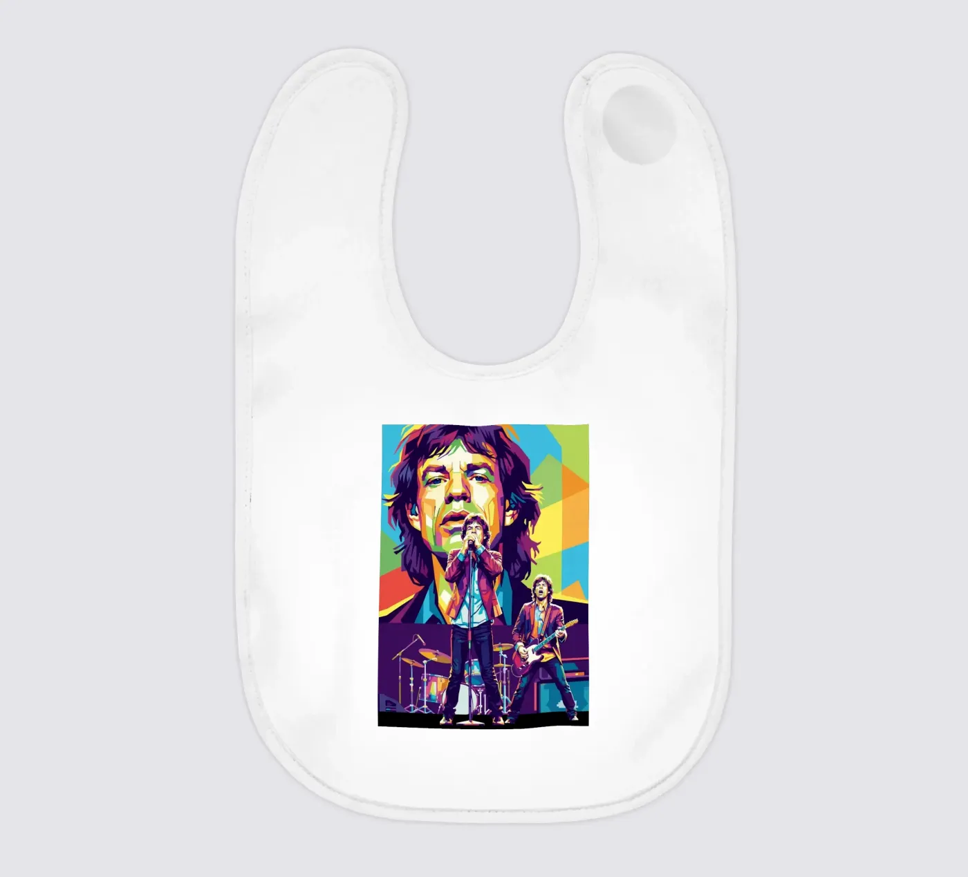 Mick Jagger performance (2) baby bib by Hantamrata