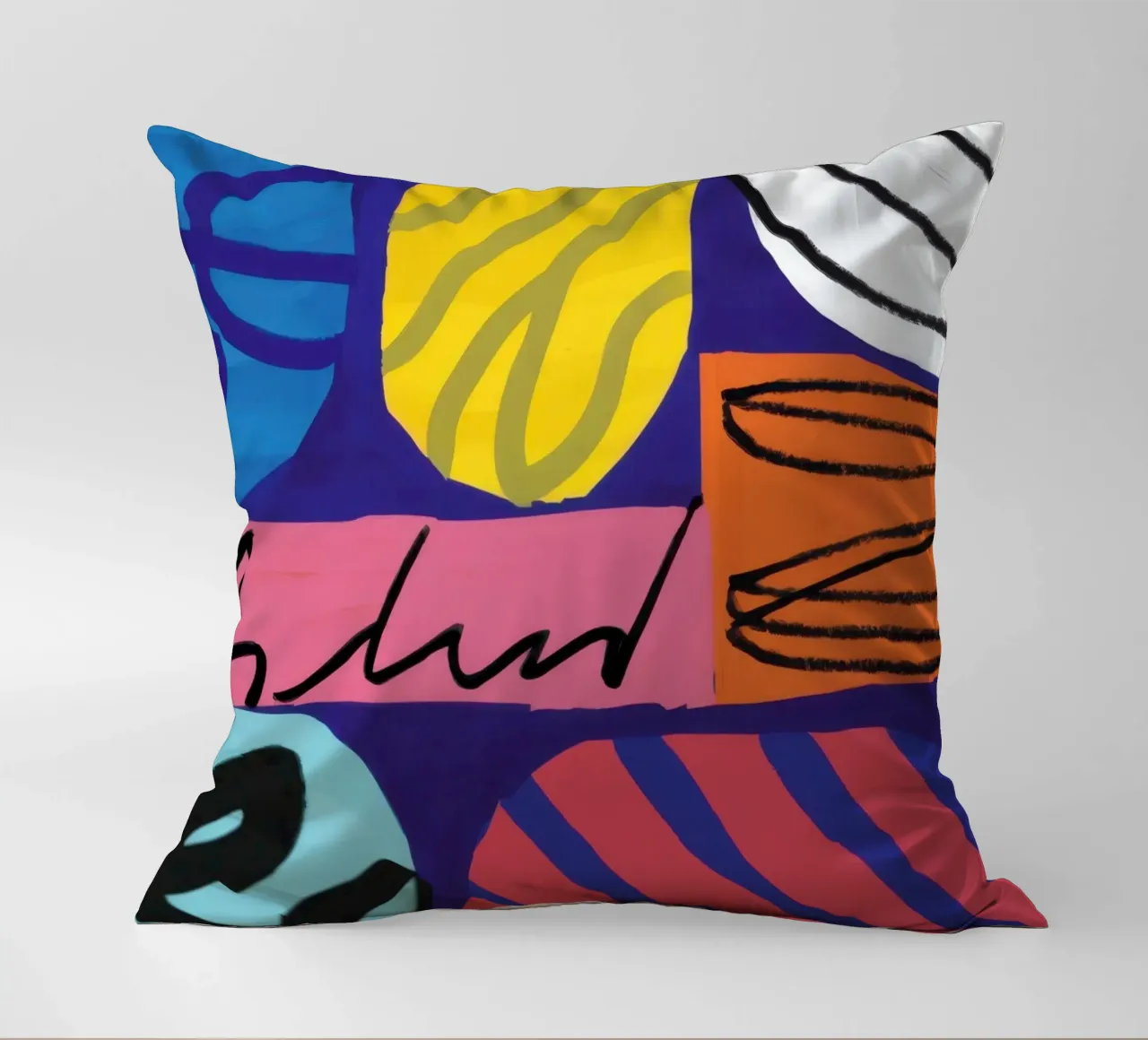 Energetic Scribble Abstract decorative cushion by Bring Haven