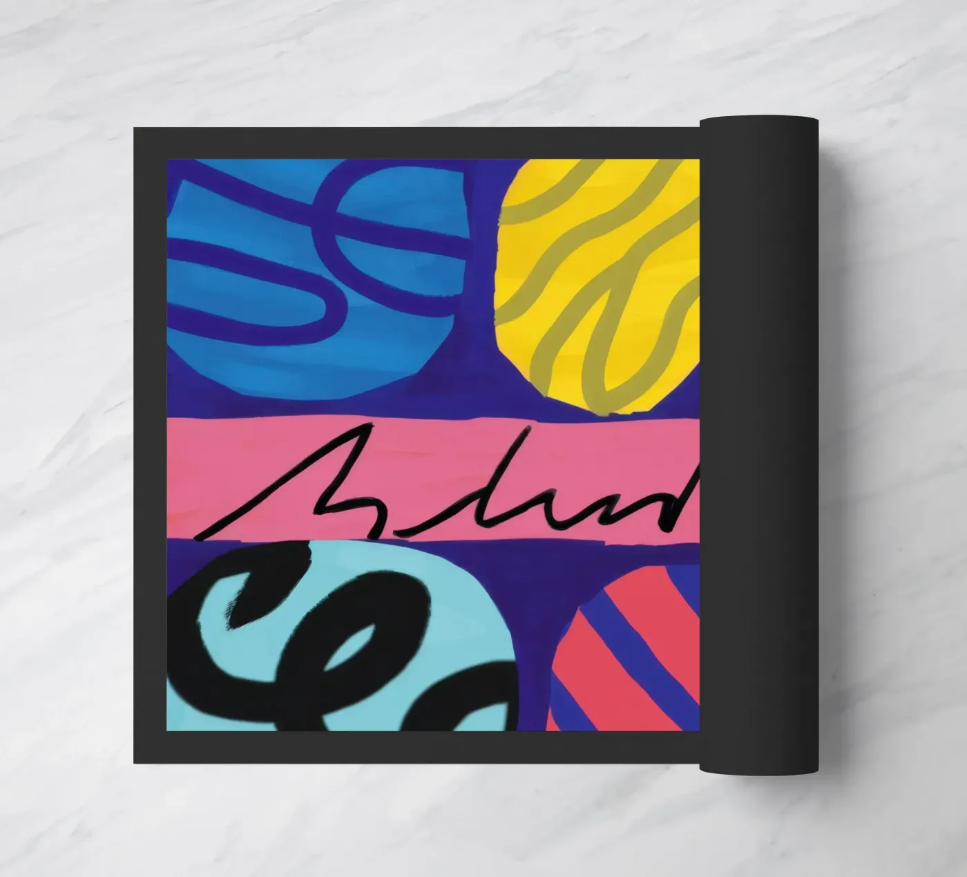 Energetic Scribble Abstract doormat by Bring Haven