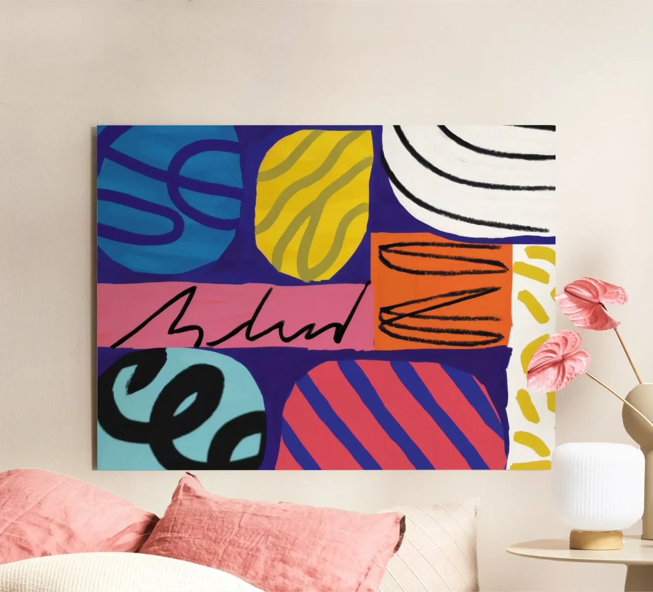 Energetisches Scribble Abstract Alu-Dibond von Bring Haven