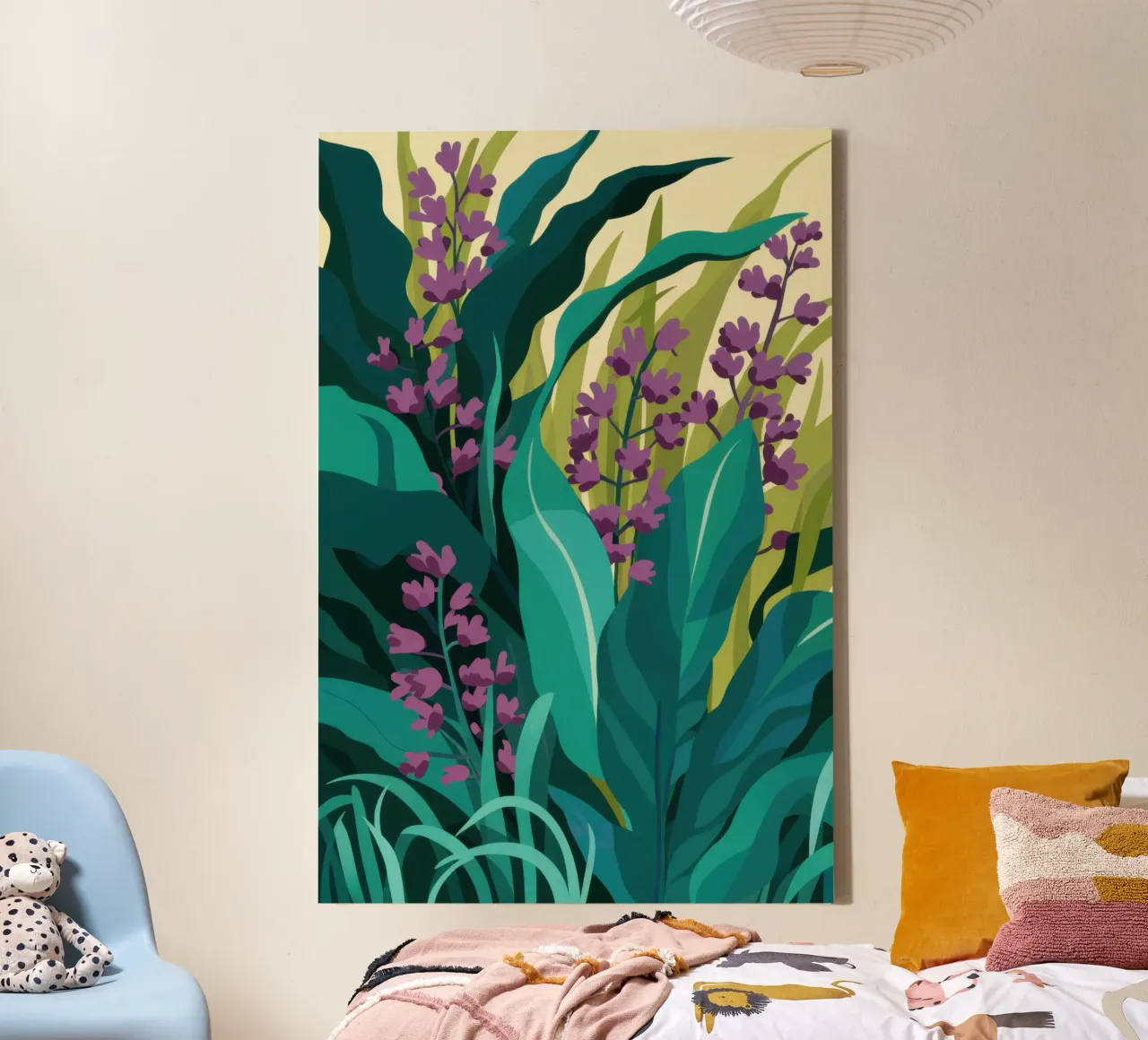 Impressionistisch lavendelveld canvas met Baklijst van Line Fable