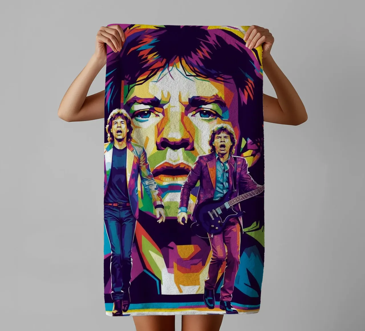 Mick Jagger performance (3) badhanddoek van Hantamrata