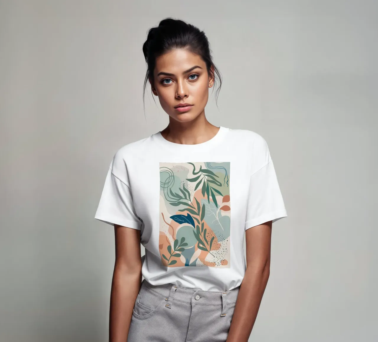 Pastello botanico astratto t-shirt da Line Fable