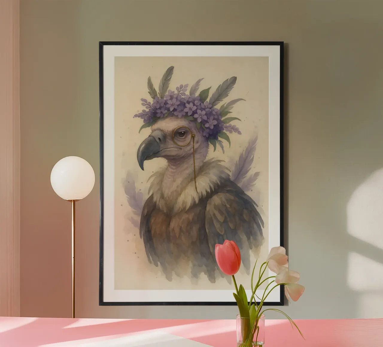 Il Nobile Osservatore: Avvoltoio in viola poster con telaio in legno da Graceful Desine