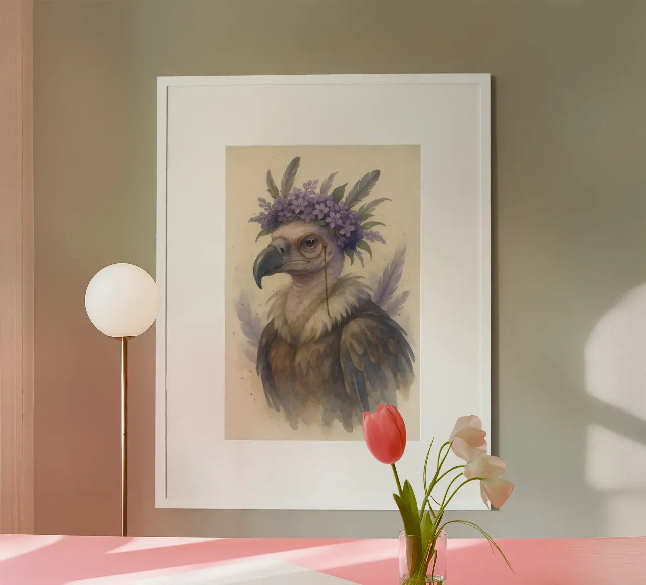 Il Nobile Osservatore: Avvoltoio in viola poster con telaio in legno da Graceful Desine
