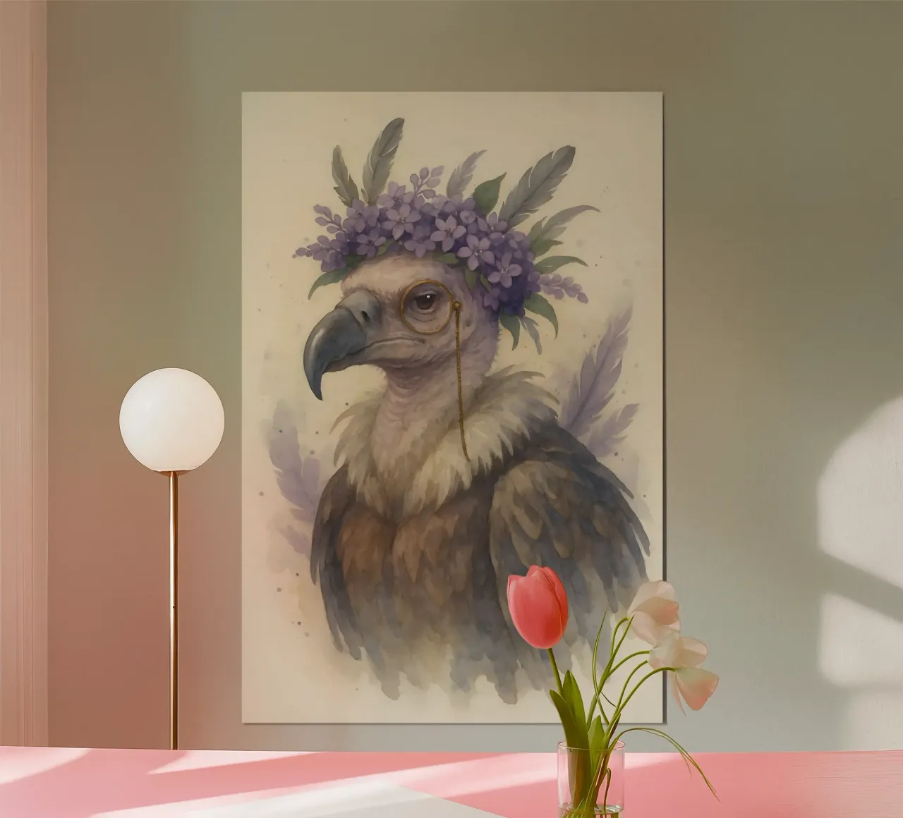 Il Nobile Osservatore: Avvoltoio in viola poster con telaio in legno da Graceful Desine