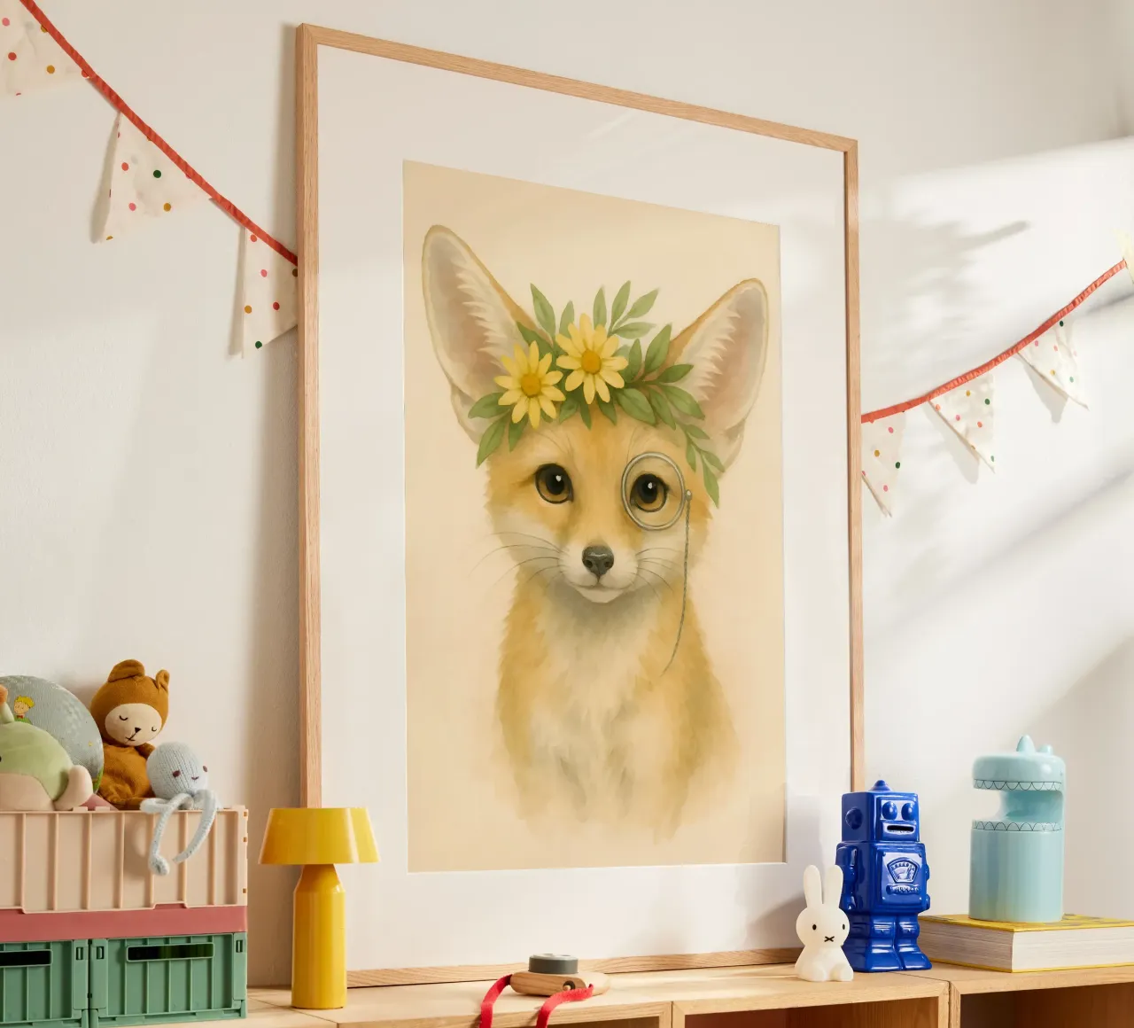 Der neugierige Adlige: Fuchs mit Gänseblümchen Poster von Graceful Desine
