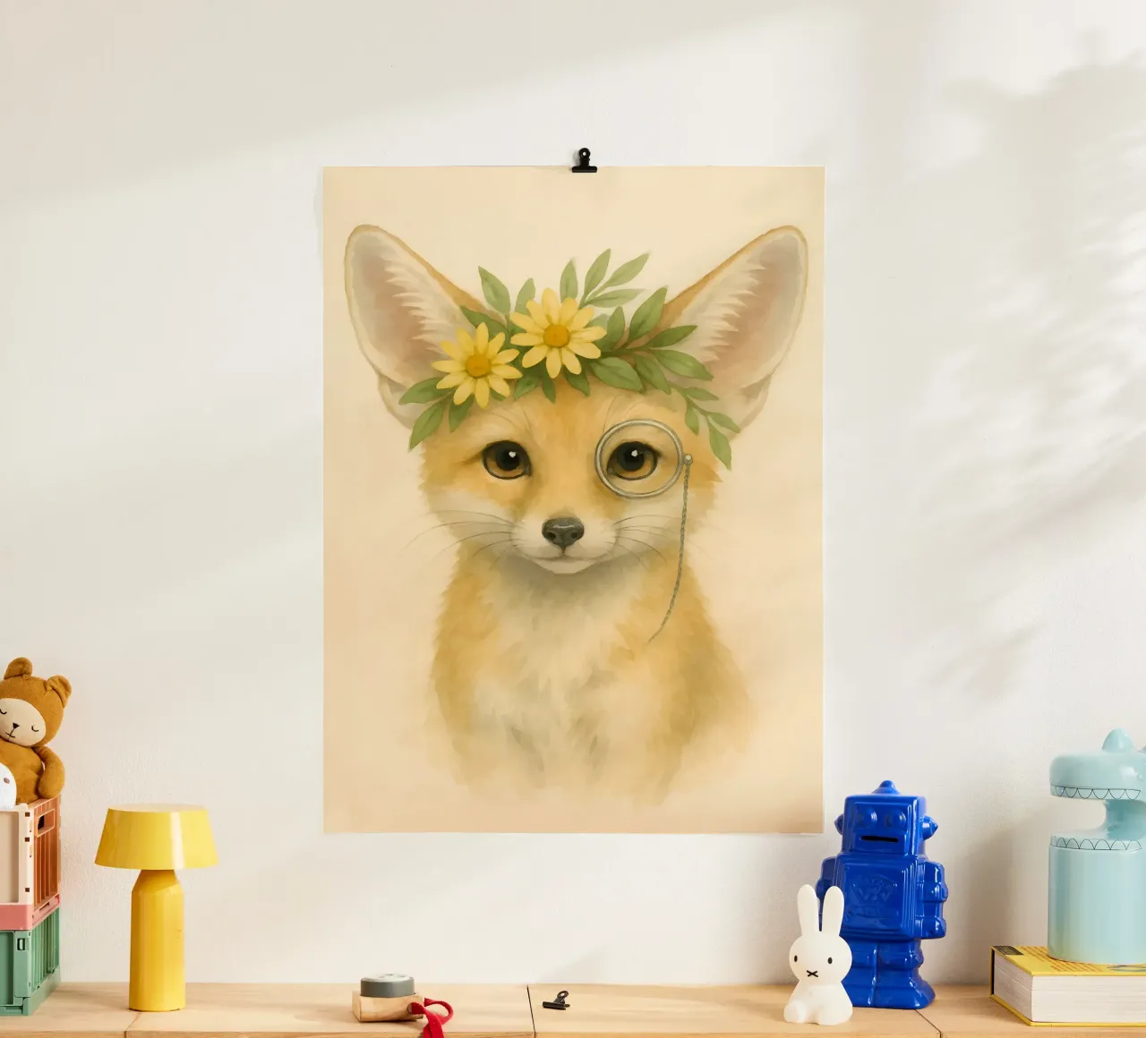 Der neugierige Adlige: Fuchs mit Gänseblümchen Poster von Graceful Desine