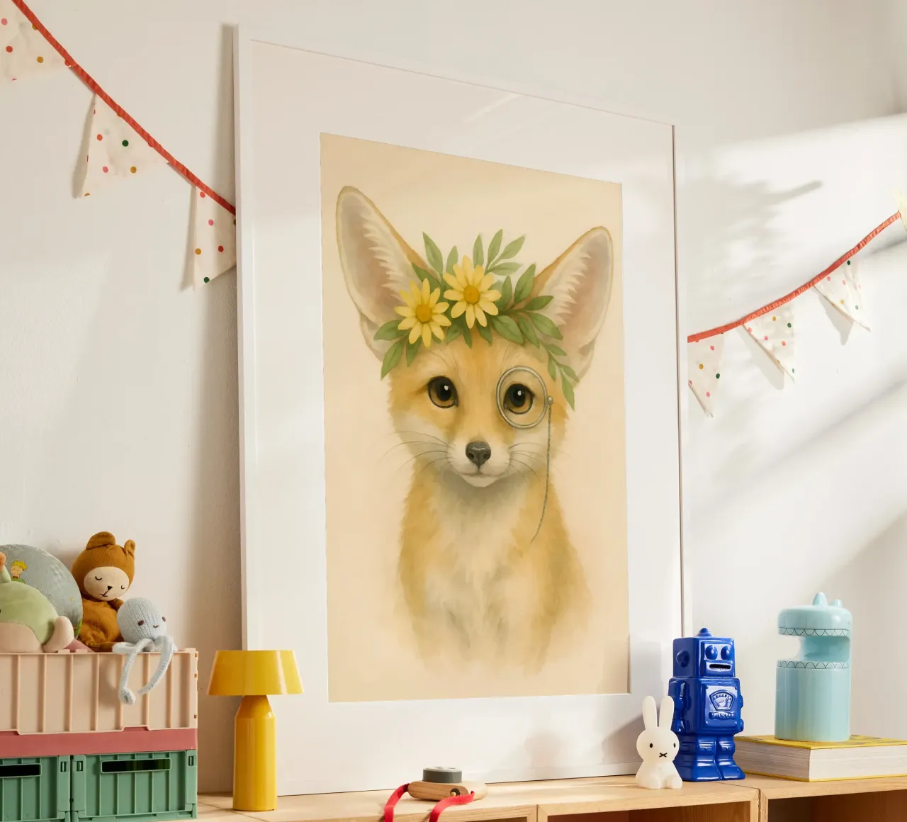 Der neugierige Adlige: Fuchs mit Gänseblümchen Poster von Graceful Desine