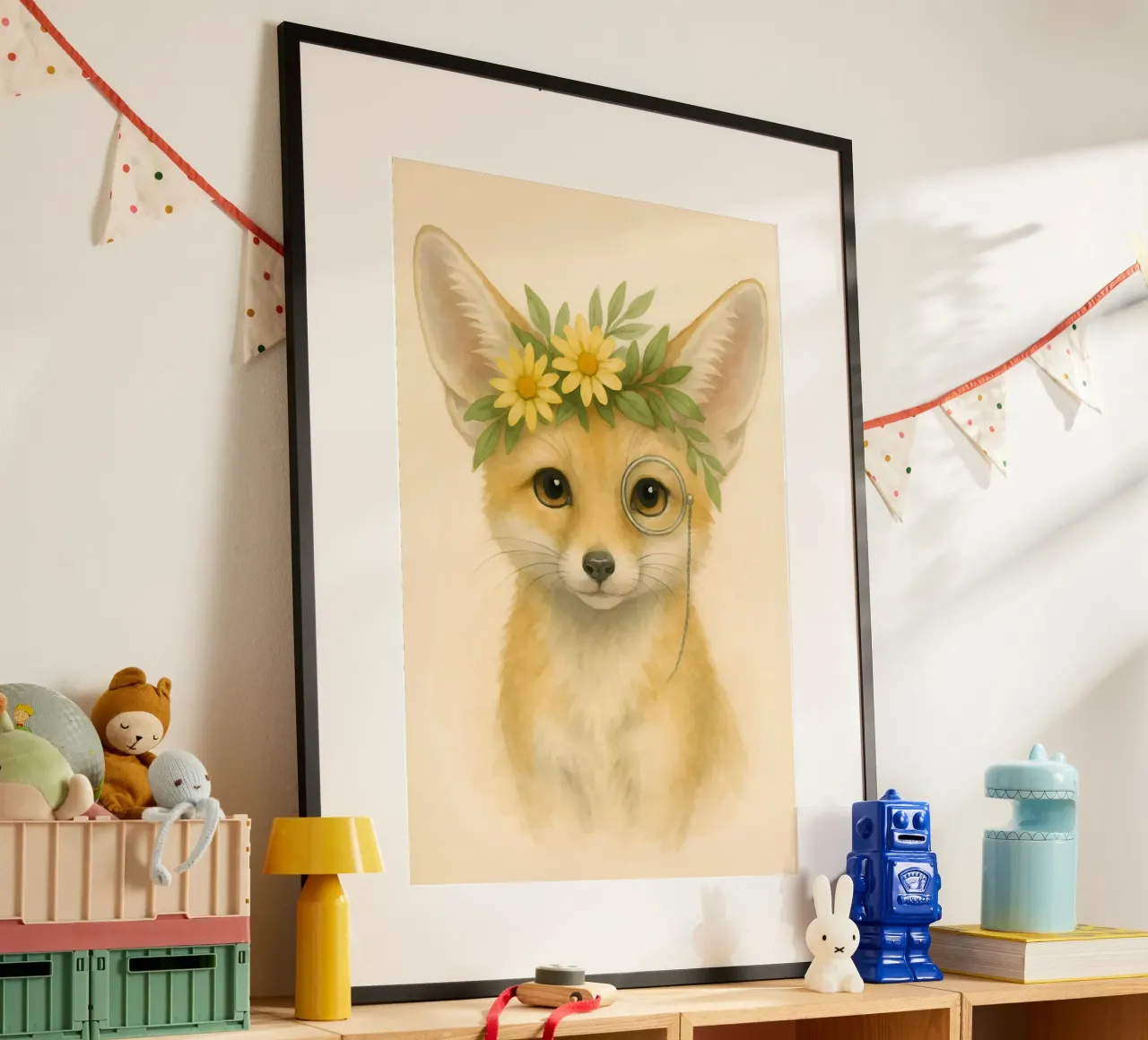 Der neugierige Adlige: Fuchs mit Gänseblümchen Poster von Graceful Desine