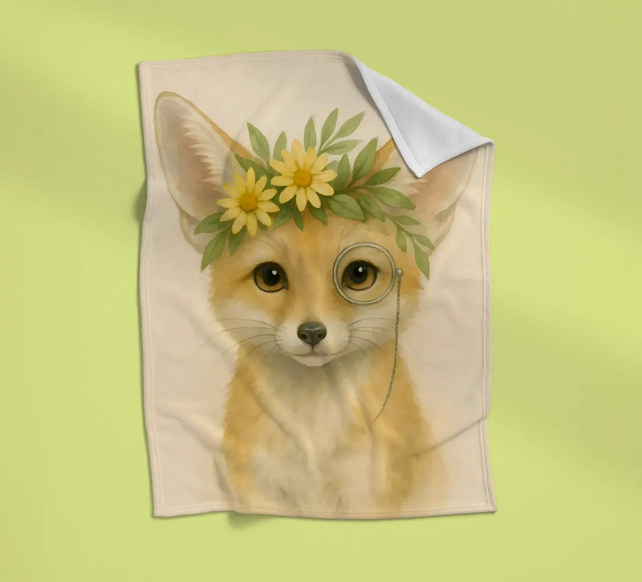 Der neugierige Adlige: Fuchs mit Gänseblümchen Fleecedecke von Graceful Desine