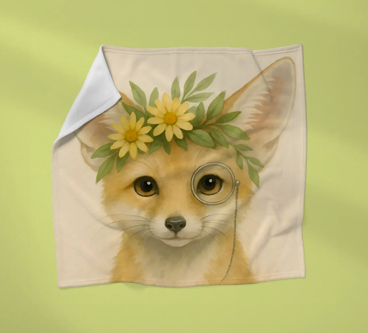 Der neugierige Adlige: Fuchs mit Gänseblümchen Fleecedecke von Graceful Desine