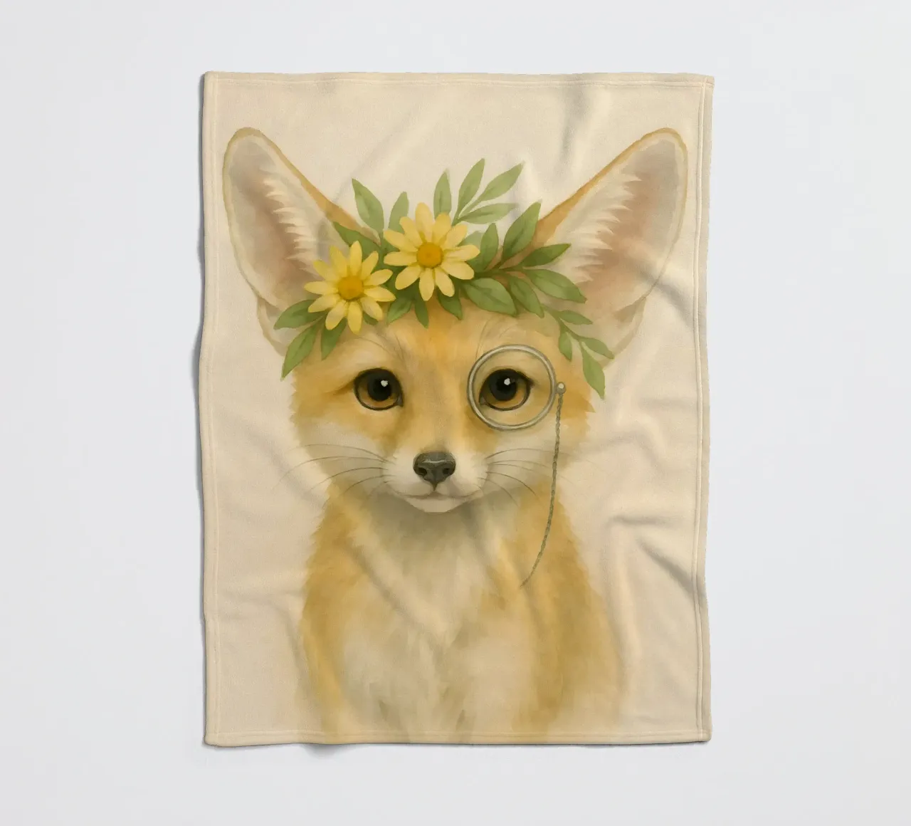 Der neugierige Adlige: Fuchs mit Gänseblümchen Fleecedecke von Graceful Desine