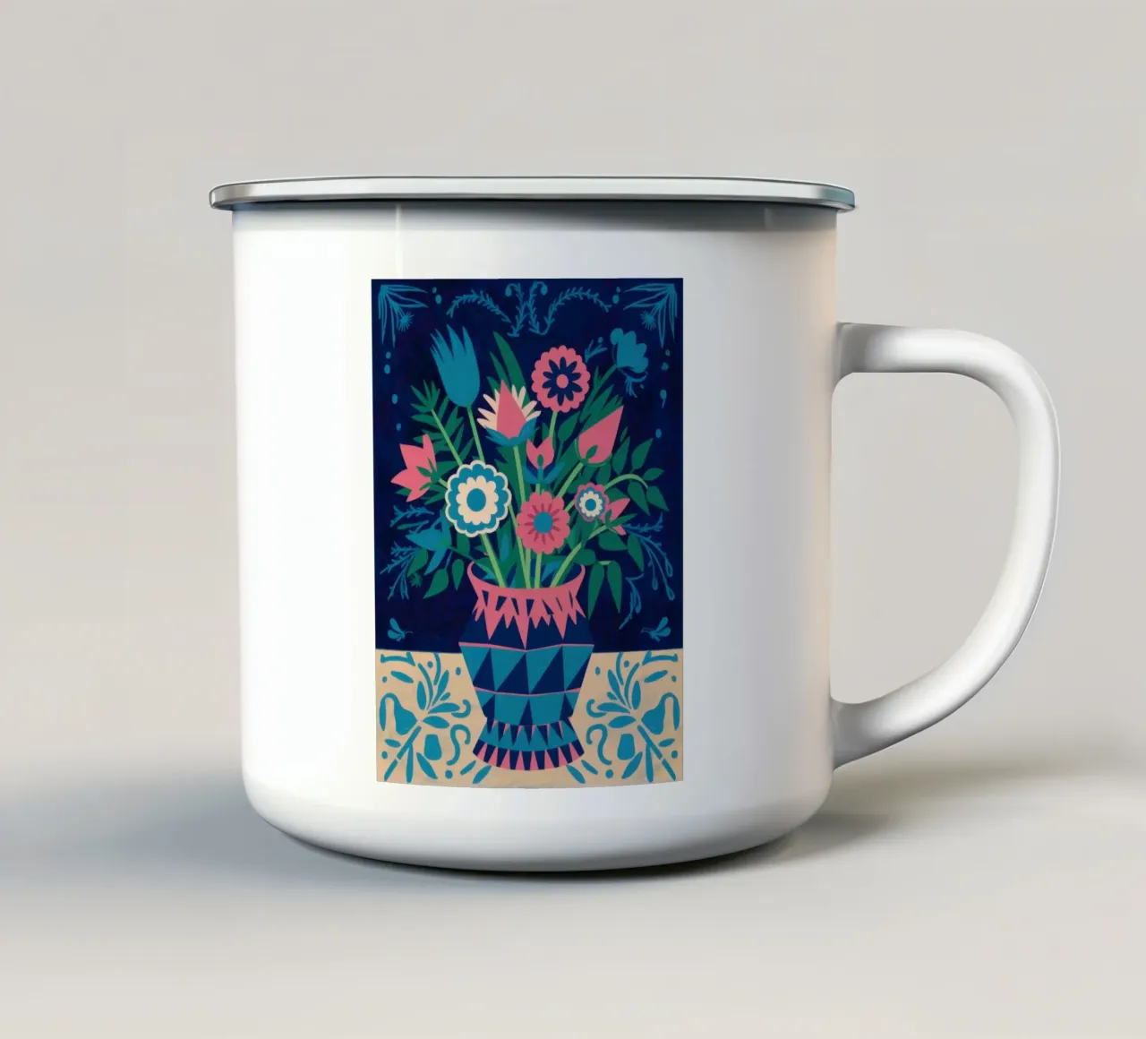 Bouquet ornato di cobalto tazza in smalto da Line Fable
